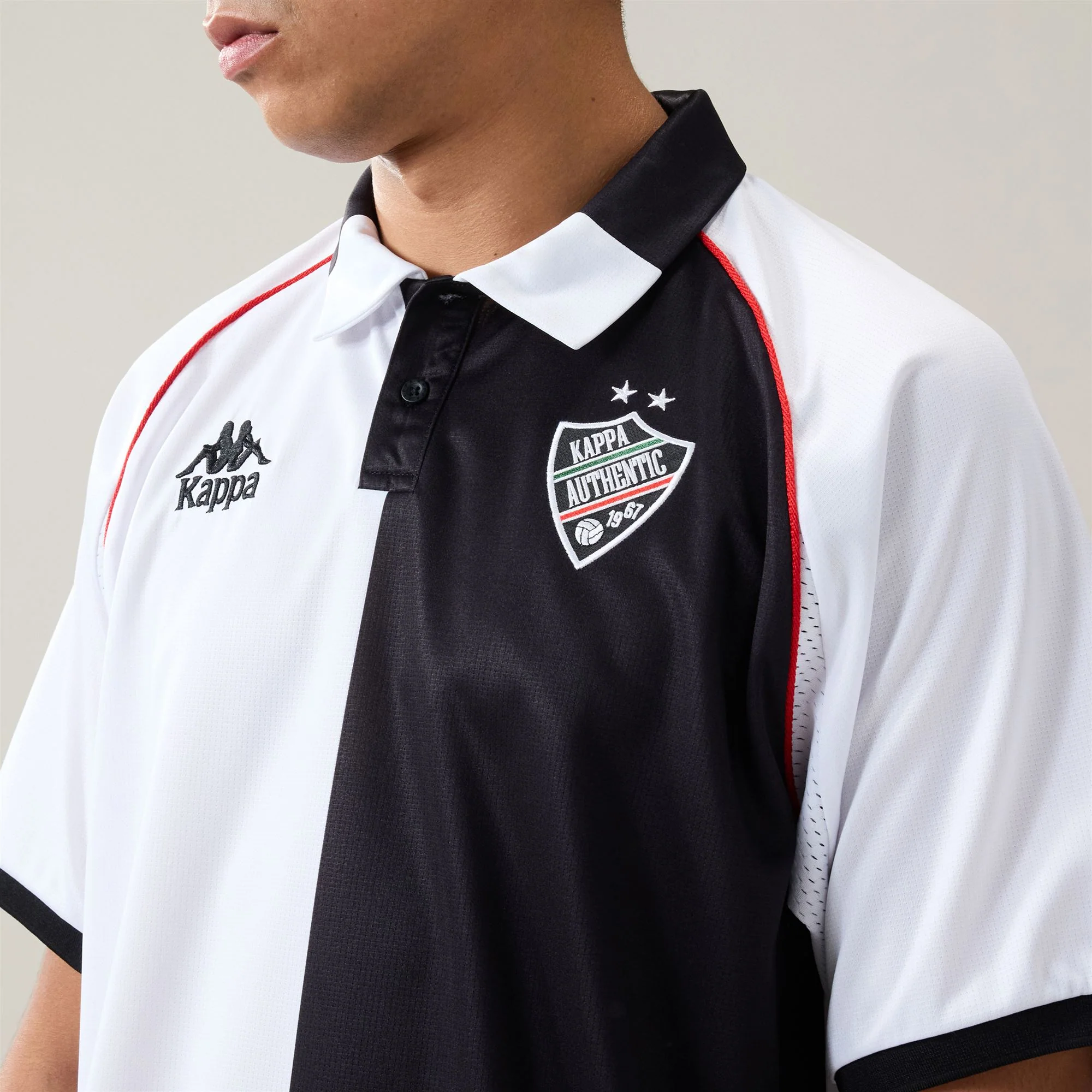 AUTHENTIC   SOLIN - Active Jerseys - Polo Shirt - Man - White-Black-Red Md Coral