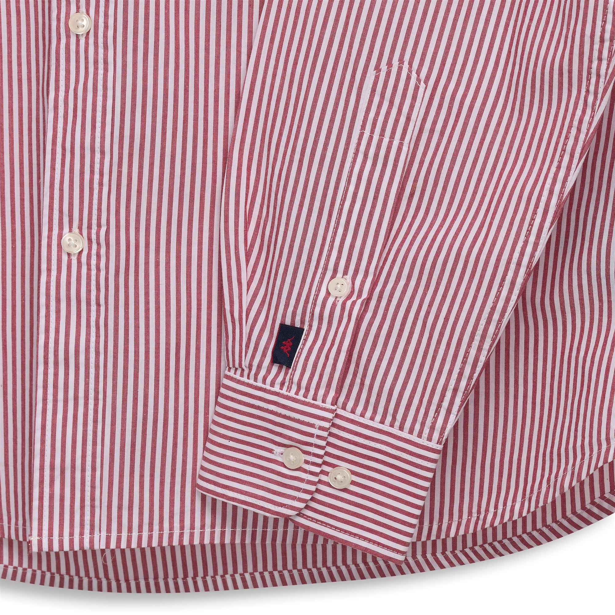 IDALGO - Shirts - Button Down - Man - White-Red Md Coral stripe - Image 3